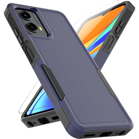 for Motorola Moto G 5G 2024 Case: Dual Layer Protective Heavy Duty Cell Phone Cover Shockproof Rugged with HD Screen Protector - Military Protection Bumper Tough - Motorola Moto G 5G 2024, Blue