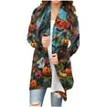 thumbnail image 2 of WXLWZYWL Halloween Cardigan for Women Plus Size Long Open Front Cardigans Halloween Pumpkin Pattern Cardigan Bat Cardigan, 2 of 5