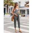 thumbnail image 4 of Ekouaer Women'S Casual Solid Maternity Jumpsuit V-Neck Spaghetti Strap Romper Sleeveless Long Jumpsuit, 4 of 7