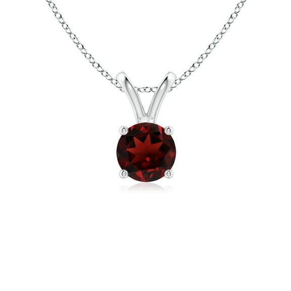 ANGARA Natural V-Bale Round Garnet Solitaire Pendant in 925 Sterling Silver for Women (Size-5mm) | January Birthstone, Birthday, Anniversary, Jewelry Gift for Women | Natural Garnet Necklace