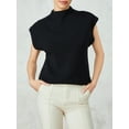 thumbnail image 5 of Douhoow Women Sweater Vest Sleeveless Mock Neck Knit Tops Solid Color Loose Crop Top, 5 of 8