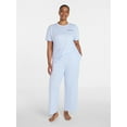 thumbnail image 3 of Joyspun Women's Dreamy Soft Collection Short Sleeve Sleep Top and Open Leg Pants Pajama Set, 2-Piece, Sizes XS-3X, 3 of 6