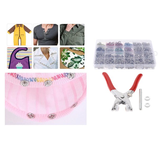 Juego de 400 Botones a Presión de 0,37 Pulgadas, Herramienta de Costura con Alicates de Sujeción para Almohadillas de Mamá, Pañales, Baberos, Bolsas D Soledad Botones a presión