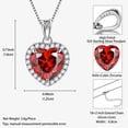 thumbnail image 4 of Red Heart Necklace Women January Birthstone Necklace Garnet Crystal 925 Sterling Silver Pendant Jewelry Birthday Mother's Day Gifts Hipunk, 4 of 9