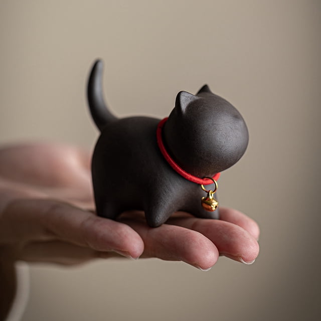 Juego de Té de CeráMica para Mascotas con DiseñO de Negro, Accesorios para DecoracióN del Hogar, Decoraciones ArtíSticas para el Té, ArtíCulos de Té para Gatitos