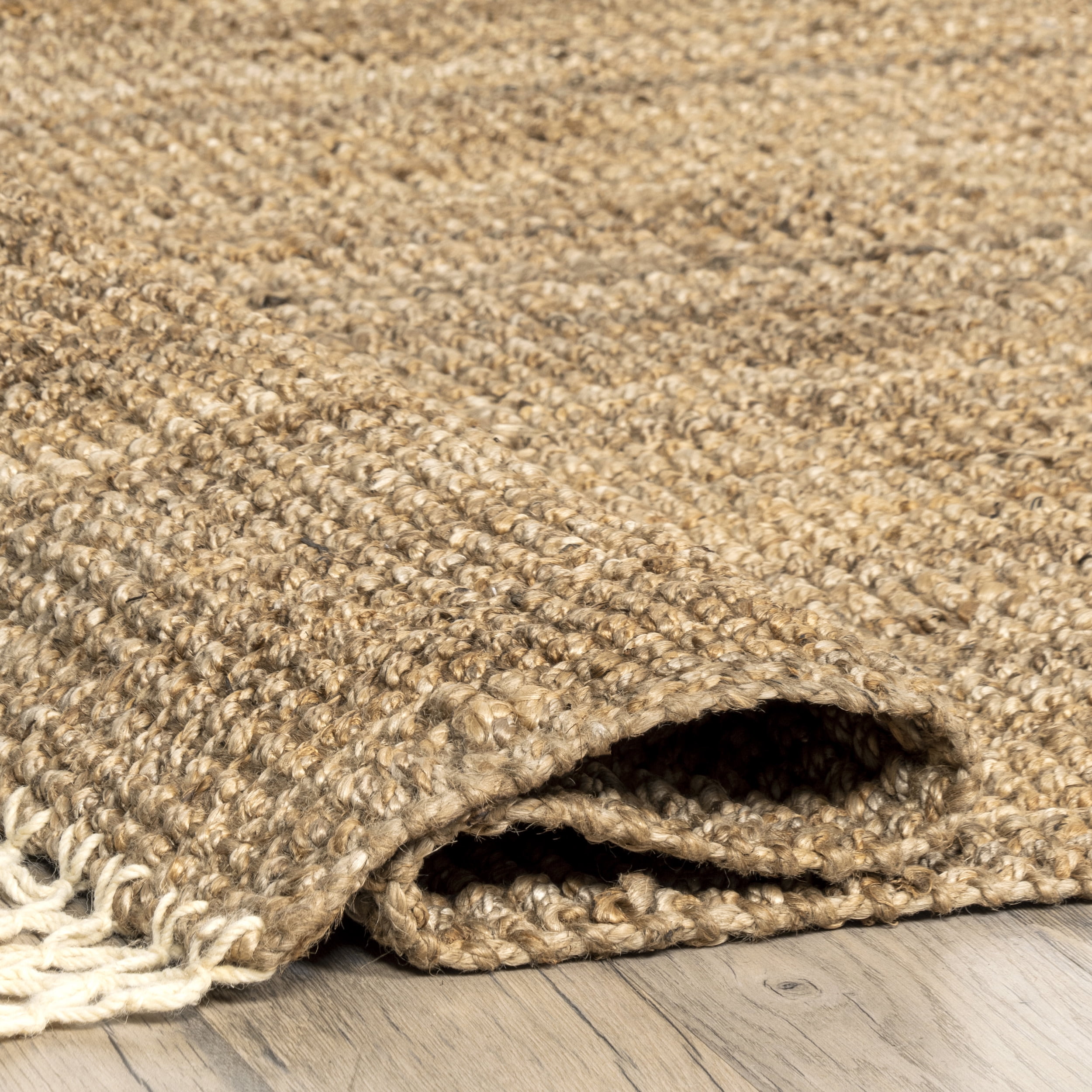 nuLOOM Raleigh Jute Tasseled Natural 3' x 5' Farmhouse Area Rug