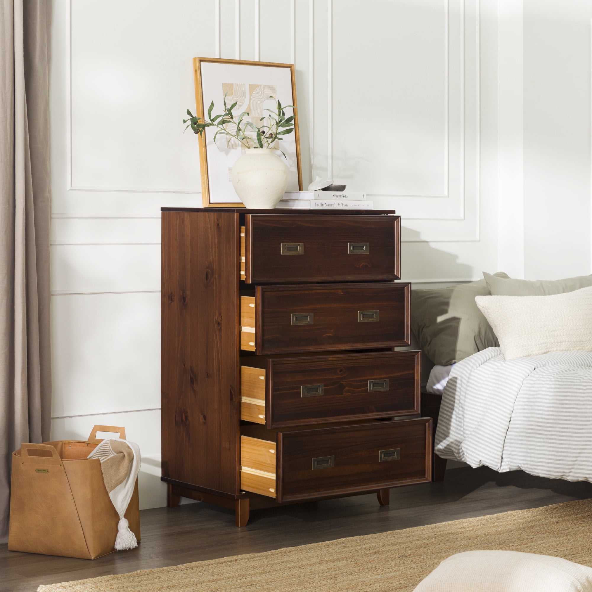 Walker Edison 42" Solid Wood 4-Drawer Framed Chest - Walnut