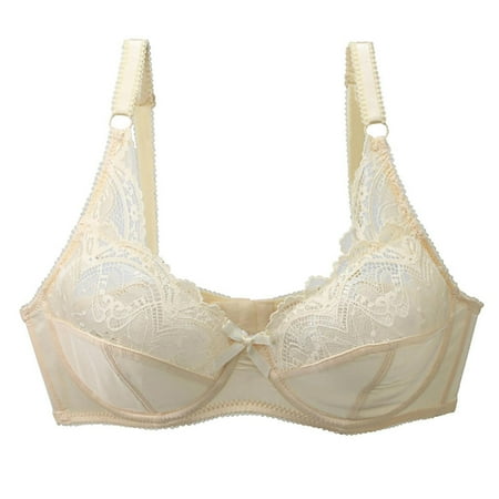 Delliss Womens Bra Lace Unlined Everyday Hollow Out Bras Soft Support Plunge Bralette