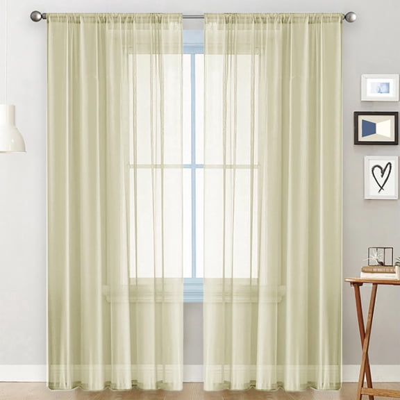 HCBY Semi-Sheer Rod Pocket Curtains 2-Panel Set, 52x84 Inch Light Filtering Polyester Sheers, Wrinkle-Resistant Window Treatments for Living Room Bedroom
