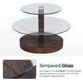 thumbnail image 4 of ivinta Round Coffee Table, Modern Center Table for Living Room,42" W×31" D×17" H (Rustic Brown+Glass), 4 of 9