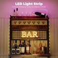 thumbnail image 4 of Rustic Brown 5-Tier Baker's Rack with Power Outlet & LED Light - Kitchen Coffee Bar Station | 31.5"W x 66.9"H | Adjustable Shelving & 10 Hooks, 4 of 7