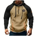 thumbnail image 2 of EchfiProm Mens 1/4 Zip Hoodies Colorblock Pullover Yellow Walking Tops for Men Sweatshirt L, 2 of 4