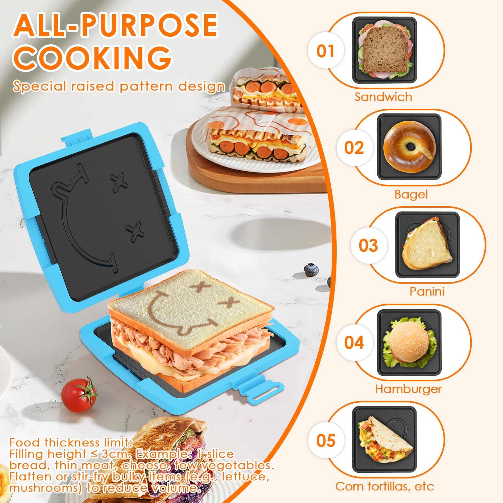 Grusce Microwave Sandwich Maker, Toastie Maker, Sandwich Toaster, 3 Minute Microwave Toastie Grill, Safe Panini Press Dishwasher Safe for Travel Office Dorm RV