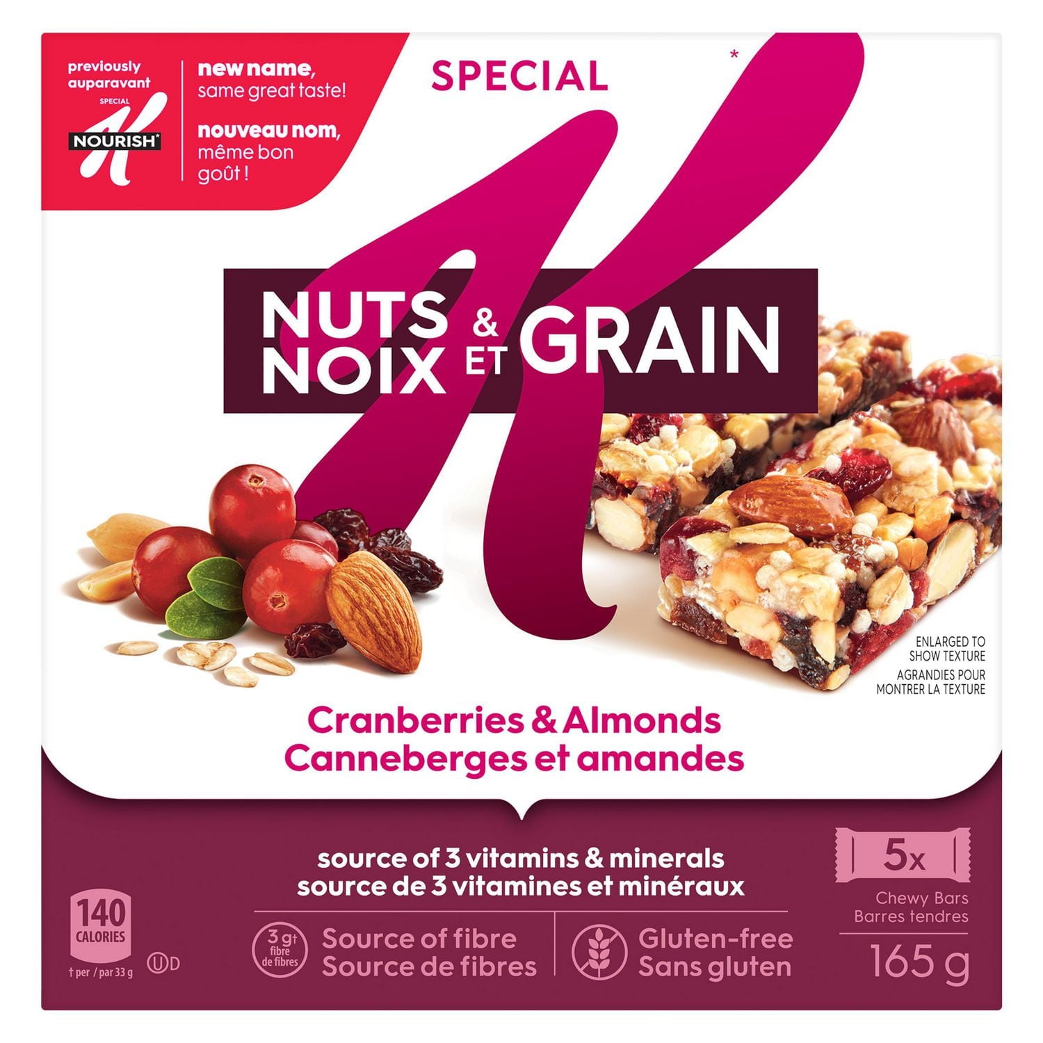 Barres Special K Noix et grain Canneberges et amandes 165 g, 5 barres 165 g, 5 barres