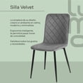 thumbnail image 3 of Set De Comedor 4 Sillas Velvet Mesa Cristal Negro Elegante gris, 3 of 8