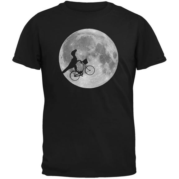 Across The Moon Dino Bike Black Adult T-Shirt - 2X-Large