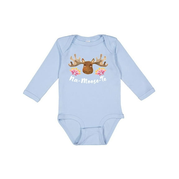 Inktastic Na-Moose-Te Cute Moose Greeting Boys or Girls Long Sleeve Baby Bodysuit