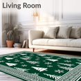 thumbnail image 2 of ODIKA 2'x3' Machine Washable Non-Slip Area Rug, Enchanted Forest Snowfall Welcome Holiday Decorative High Traffic Rug with Pad, Green, 609444, 2 of 8