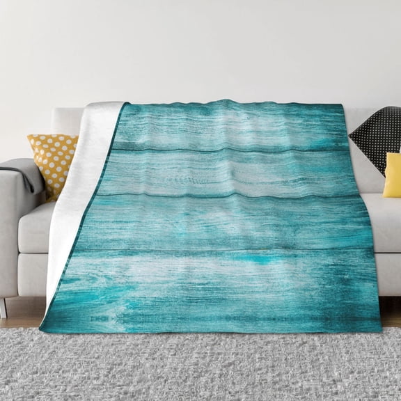 Throw Blanket for Couch - Teal Turquoise Wood Soft Comfy Lightweight Cozy Warm Throw Blanket, Fuzzy Plush Flannel Blanket & Throws for Sofa and Bed All Season