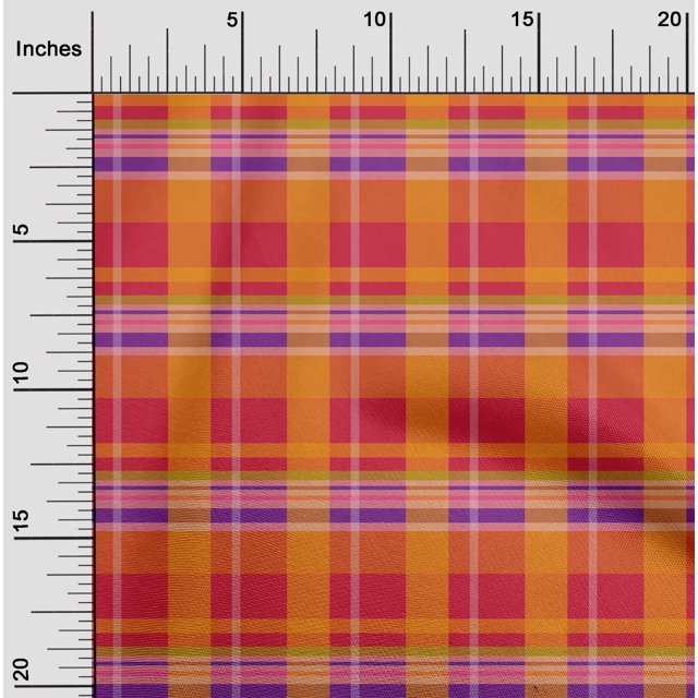 oneOone Polyester Lycra Bright Red Fabric Madras Check Sewing Material Print Fabric By The Yard 56 Inches Wide