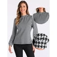 thumbnail image 2 of DARING DIVA Houndstooth Plaid Vintage Blouse  L Black, 2 of 6