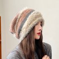 thumbnail image 6 of Diufon Women's Winter Knitted Hat Striped Fleece Thickened Warm Windproof Hats Ladies Plush Outdoor Ski Cap, 6 of 7