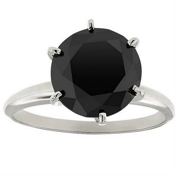 Pompeii 2.10 - 6.10Ct Black Diamond Solitaire Engagement 6-Prong Ring 14k Gold