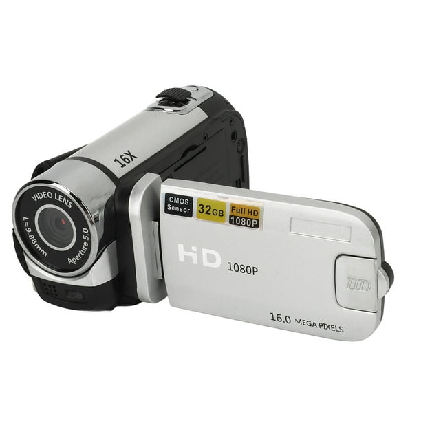 Cámara de Vídeo Digital, 1080p 16MP Cámara Digital 2,4 Pulgadas Pantalla Giratoria Videocámara 16x Zoom Hd Grabadore de Vídeo Con Luz de Relleno
