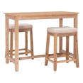 thumbnail image 1 of Linon Claridge Three Piece Counter Dining Set Padded Seats in Natural Brown Wood, 1 of 11