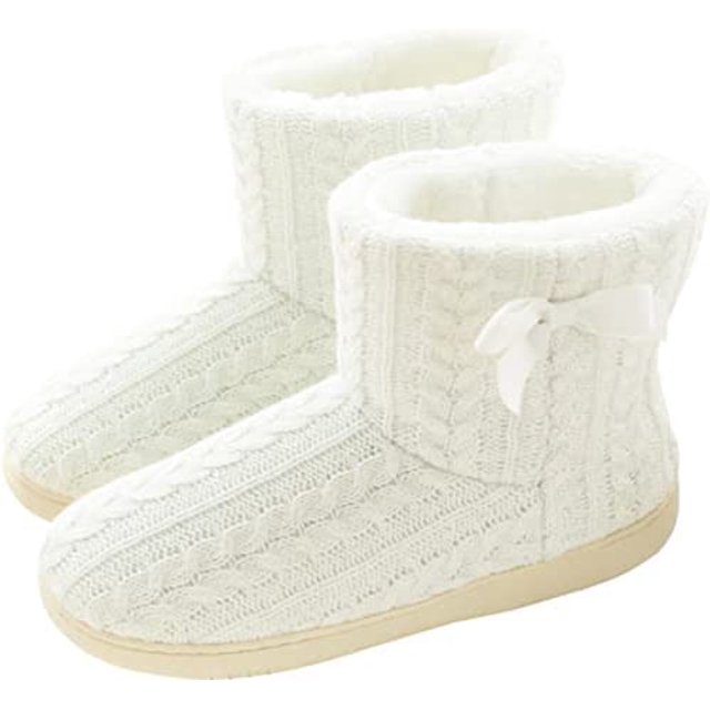 Pantuflas altas para mujer, pantuflas de invierno, botas para el hogar, pantuflas cálidas y cómodas de felpa (tamaño: 36-37) TUNC Sencillez