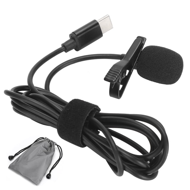 Mini micrófono de solapa con clip, tipo universal, con cable, para entrevistas en vivo
