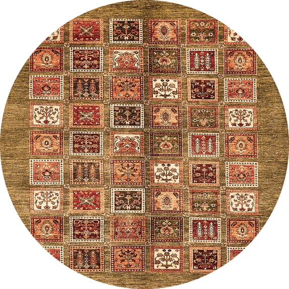 Ahgly Company Indoor Round Abstract Orange Modern Area Rugs, 8' Round