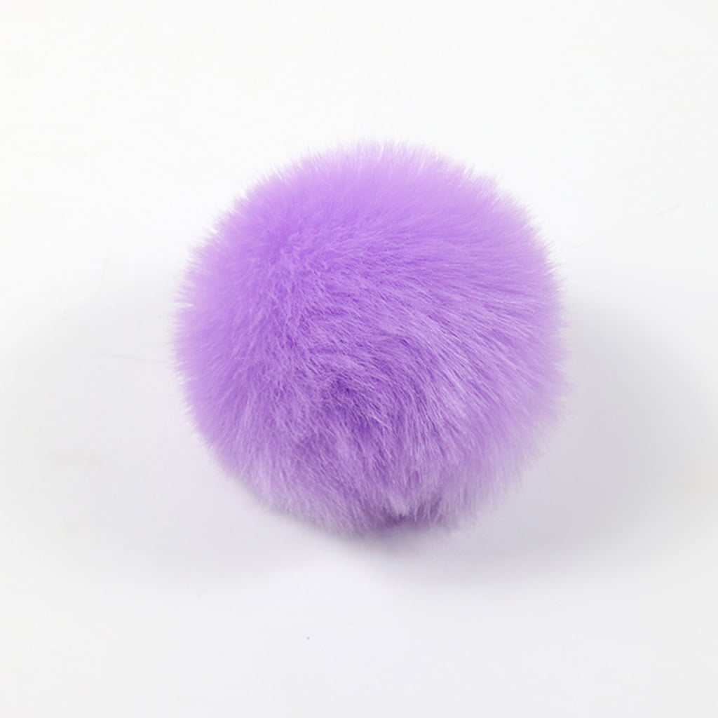 2Pcs/Set 14 Colors 8cm DIY Fluffy Pompom Ball with Elastic Loop Rainbow Solid Color for Knitting Hat Shoes Scarves Bag Handbag Charms Ornament RingBuu Pompom Ball 