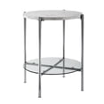 thumbnail image 1 of Pemberly Row Table d'Appoint Ronde en Faux Marbre de 20 Po en Blanc et Chrome, 1 of 4