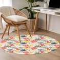 thumbnail image 5 of Summer Ocean Round Living Room Rugs 3.3 ft, Watercolor Red Yellow Coral Washable Area Rug with Non-Slip Sturdy Edge Binding Round Front Door Mat Floor Carpet for Entryway, 5 of 9