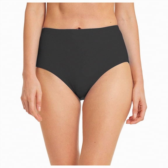 HCNTES Women's Tummy Control Swim Bottoms High Waisted Seamless Full Coverage Retro Bikini Bottom Black,XXL