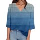 thumbnail image 1 of Gibobby Casual Playera de Manga Corta para Mujer Camiseta manga corta con cuello en V y estampado informal con temperamento en contraste color para mujer(Azul,M), 1 of 5