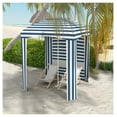 thumbnail image 2 of Beach Umbrella 5.8ft, Cabana Style, Portable Sun Shelter with Windows & Ruffles - Blue White Stripe, 2 of 9