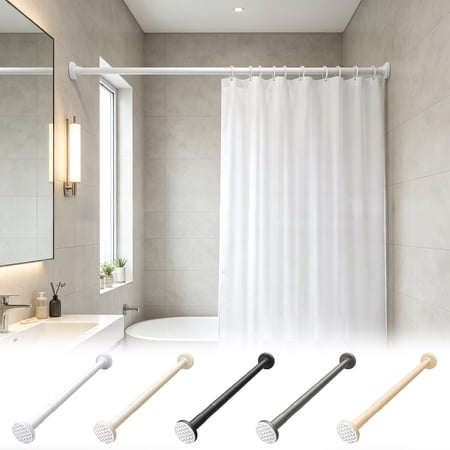CuiLiyq Telescopic Shower Curtain Rod No Drilling Stainless Steel Adjustable Tension Pole for Bathroom Clothes Drying Room Divider 13.78 to 19.69 Inches White