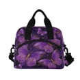 thumbnail image 2 of Insulated Crossbody Lunch Bag 10L Lunch Tote with Adjustable Shoulder Strap for Work Office Picnic Glowing Purple Butterfly, 2 of 6