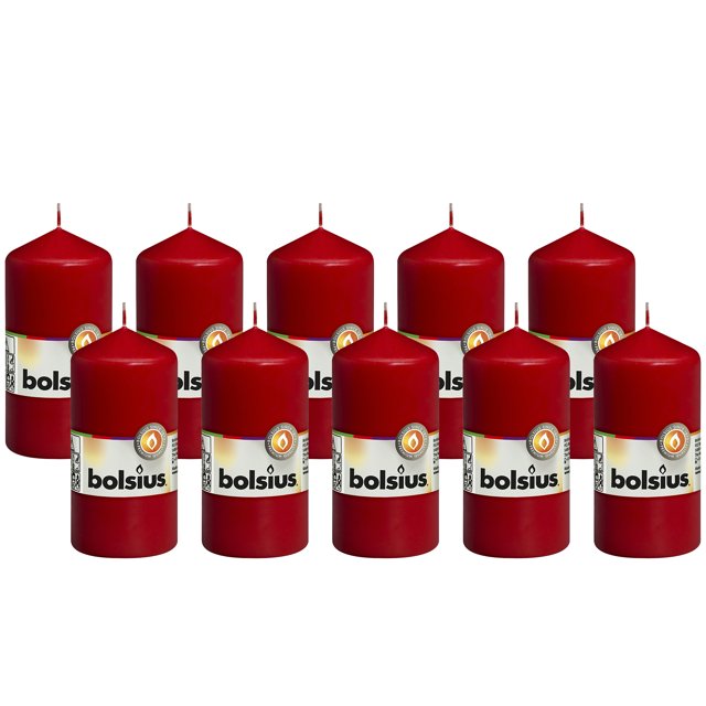 Bolsius 10 Red Pillar Candles 2.25" X 4.75" Premium European Quality