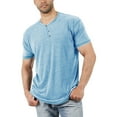 thumbnail image 2 of Dellytop Men Short Sleeve Solid Color Button-Up Henley V Neck T-Shirt, 2 of 4