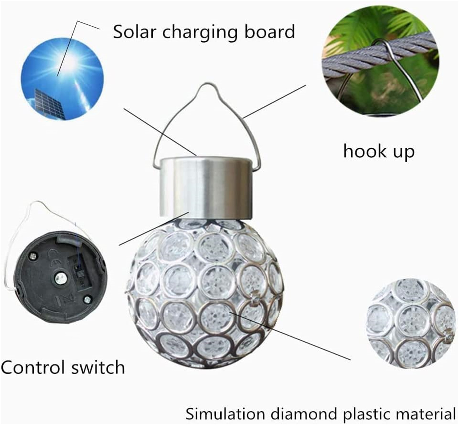 Bexikou 4 Pack Hanging Solar Lights Outdoor, Decorative Ball Lights Waterproof Solar Lanterns with Handle for Garden, Walkway, Tree, or Holiday Decoration - Color Changing