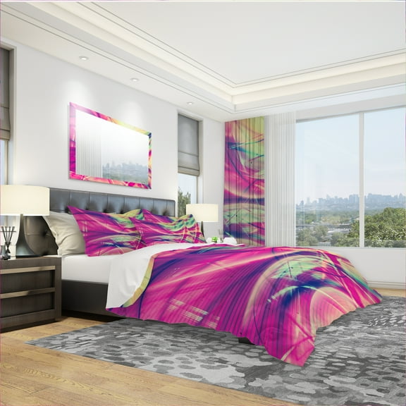 Designart 'Pink and Yellow Vintage Abstract' Modern & Contemporary Duvet Cover Set