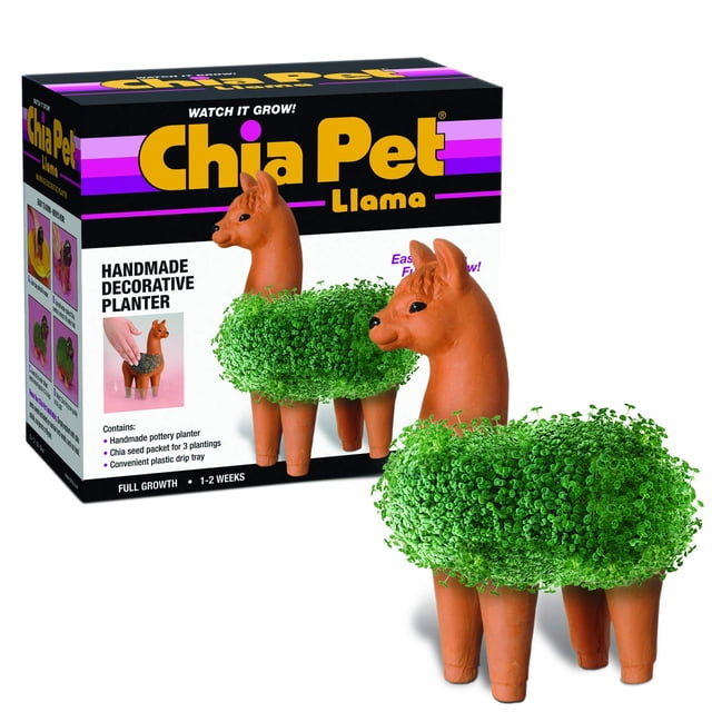 Maceta decorativa de ceramica Chia CP439-01 con forma de llama, facil de hacer y divertida de cultivar