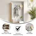thumbnail image 5 of Emma + Oliver 31.5" Wide Hallway Tree with Bench, Coat Hooks, and Lower Storage Compartments with Adjustable Shelves in White with Weathered Seat, 5 of 13