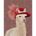thumbnail image 3 of Fab Funky 20x24 Black Modern Framed Museum Art Print Titled - Llama Red Feather Hat, 3 of 5