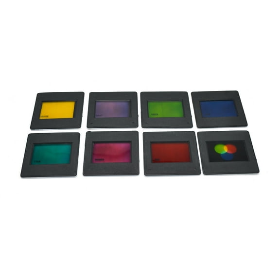 Eisco Labs Color Filter Set - Plastic - 8 Pieces for Use with Light Box and Optical Set (PH0615)