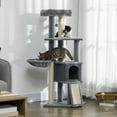 thumbnail image 2 of PawHut Arbre à Chat de 50 Pouces, Tour à Chat à Plusieurs Niveaux pour Chatons d'Intérieur, Gris, 2 of 10