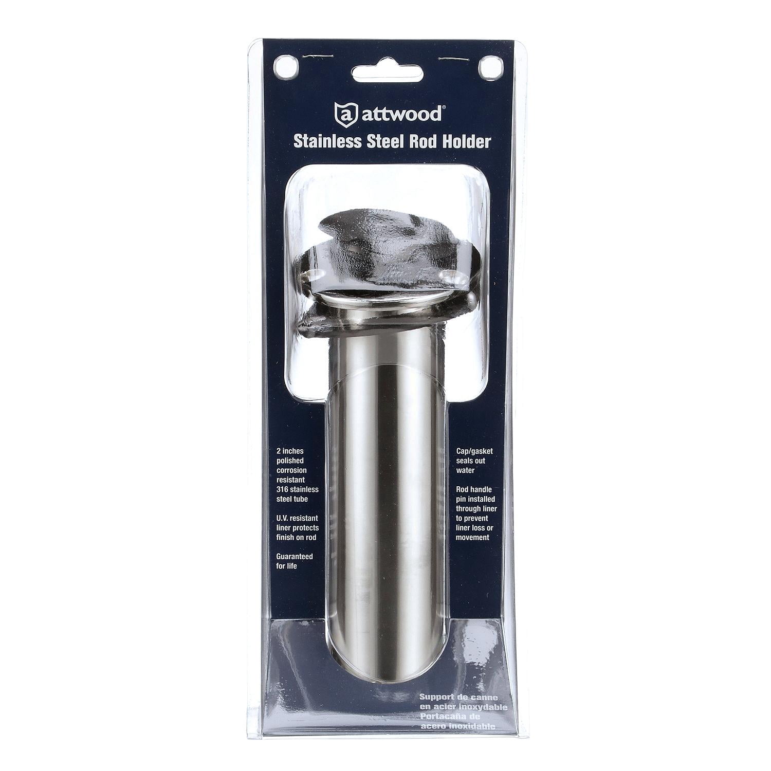 Attwood Stainless Steel Flush Mount 0 Degree Rod Holder, White, Open End